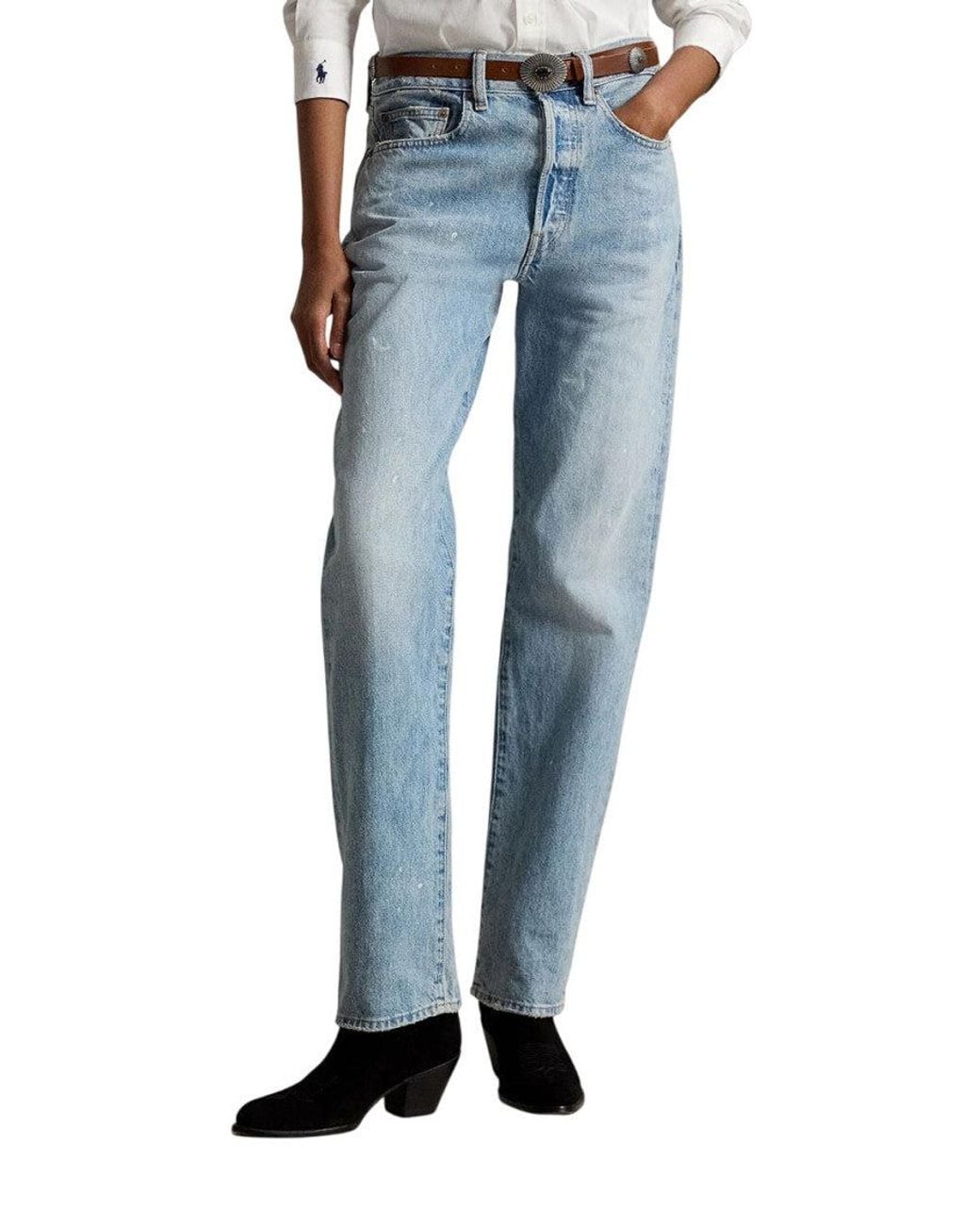 Polo Ralph Lauren Blue Light Relaxed High Rise Jeans