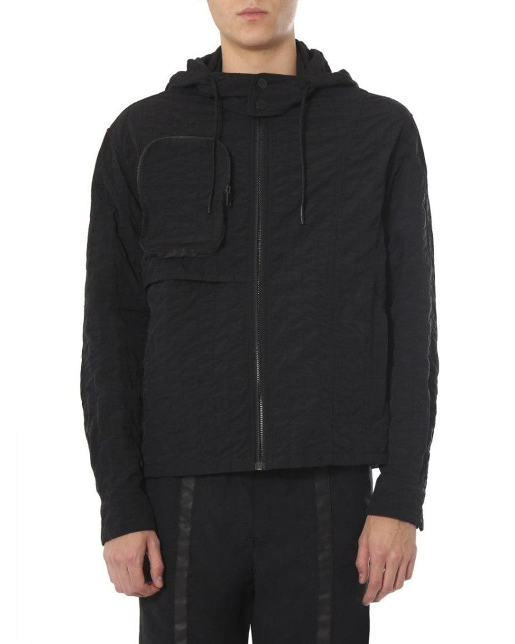DIESEL Black Solid Hooded Jacket for men