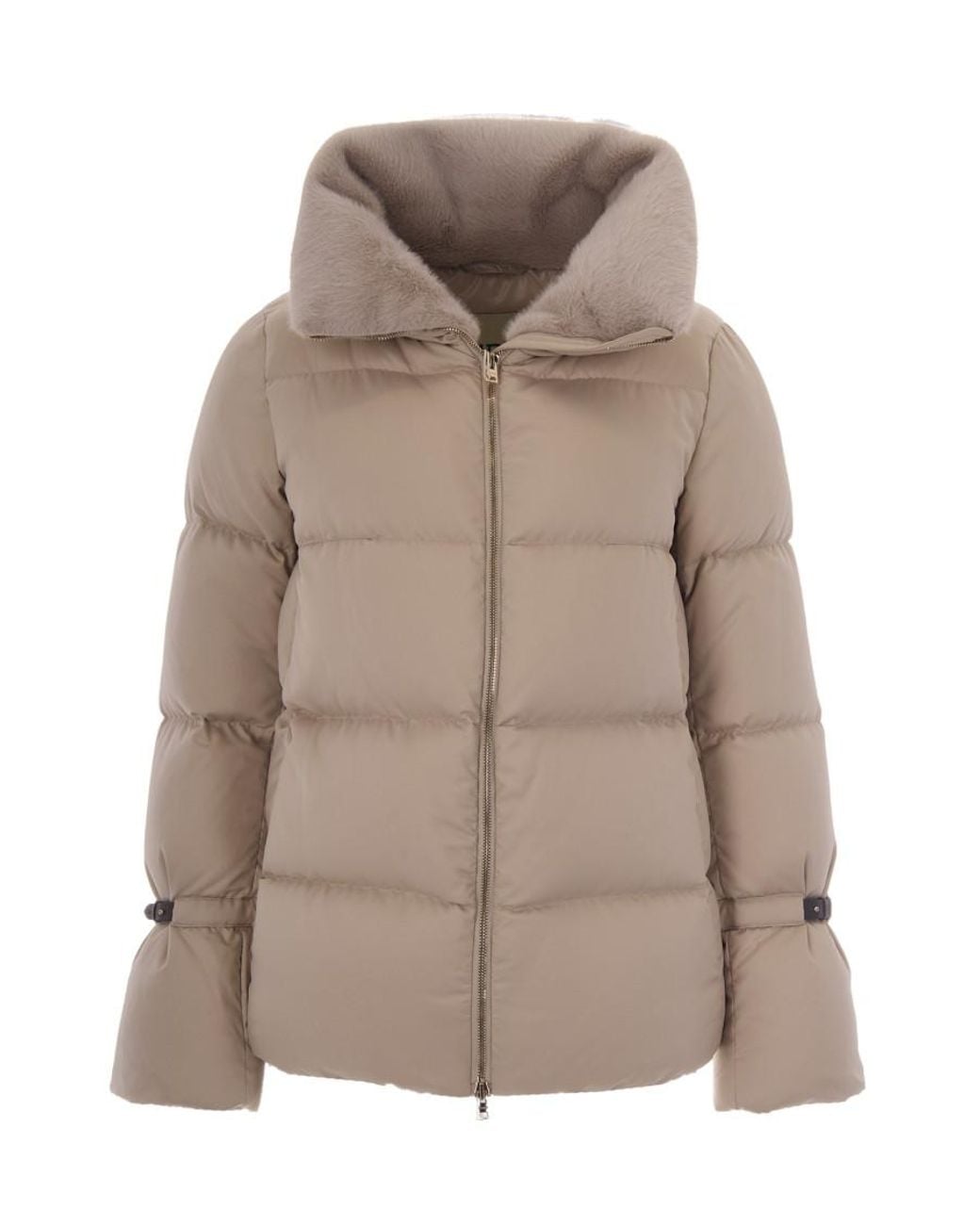 Herno Brown Quilted Mock Collar Jacket