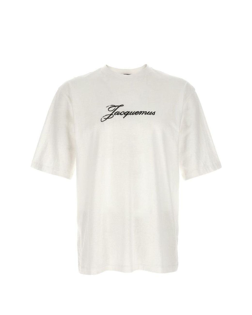 Jacquemus White Silk And Nylon Blend Crew Neck T-Shirt for men