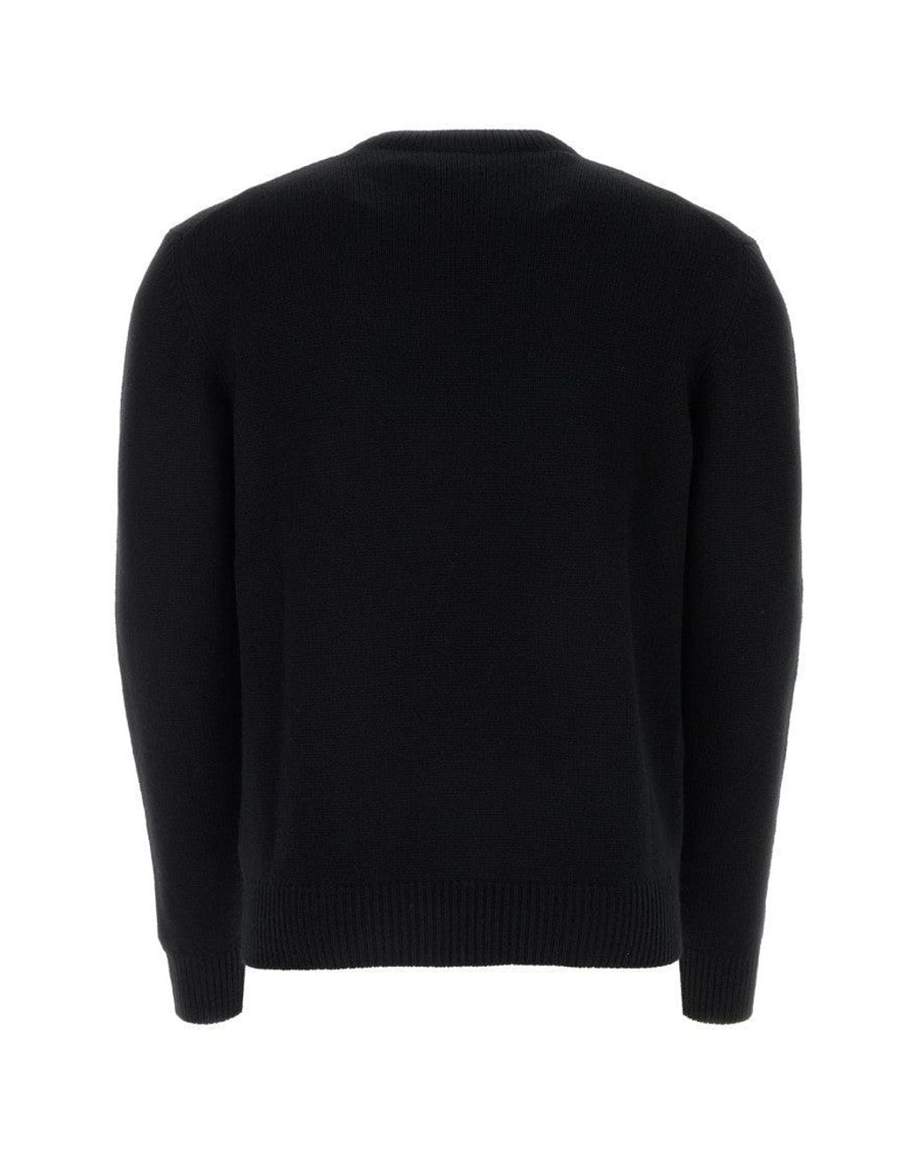 Prada Black Prada Cashmere Crew-Neck Sweater for men