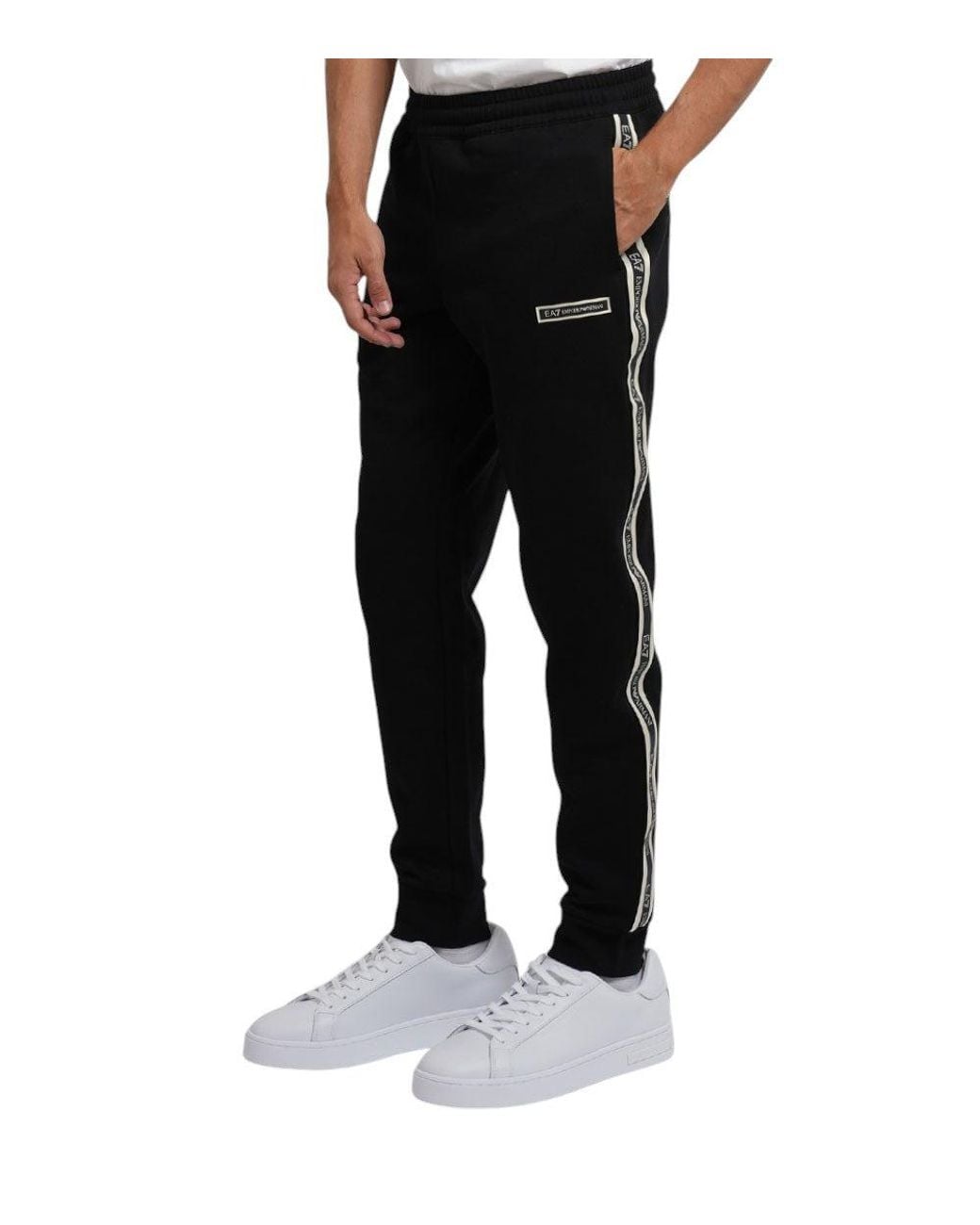 EA7 Black Elasticated Joggers for men