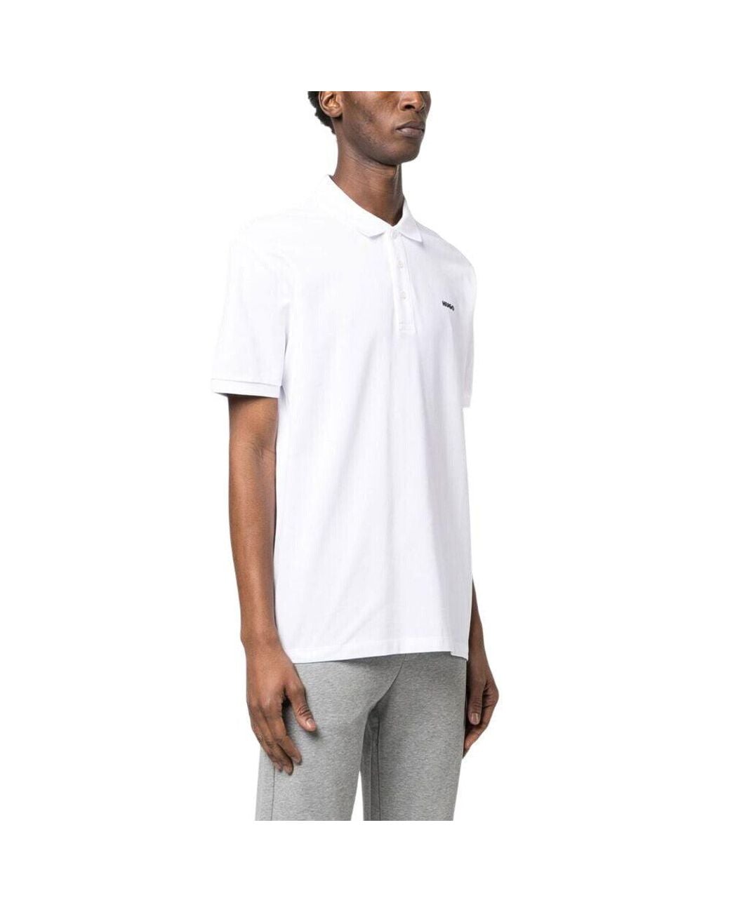 HUGO White Shirt Collar Polo for men