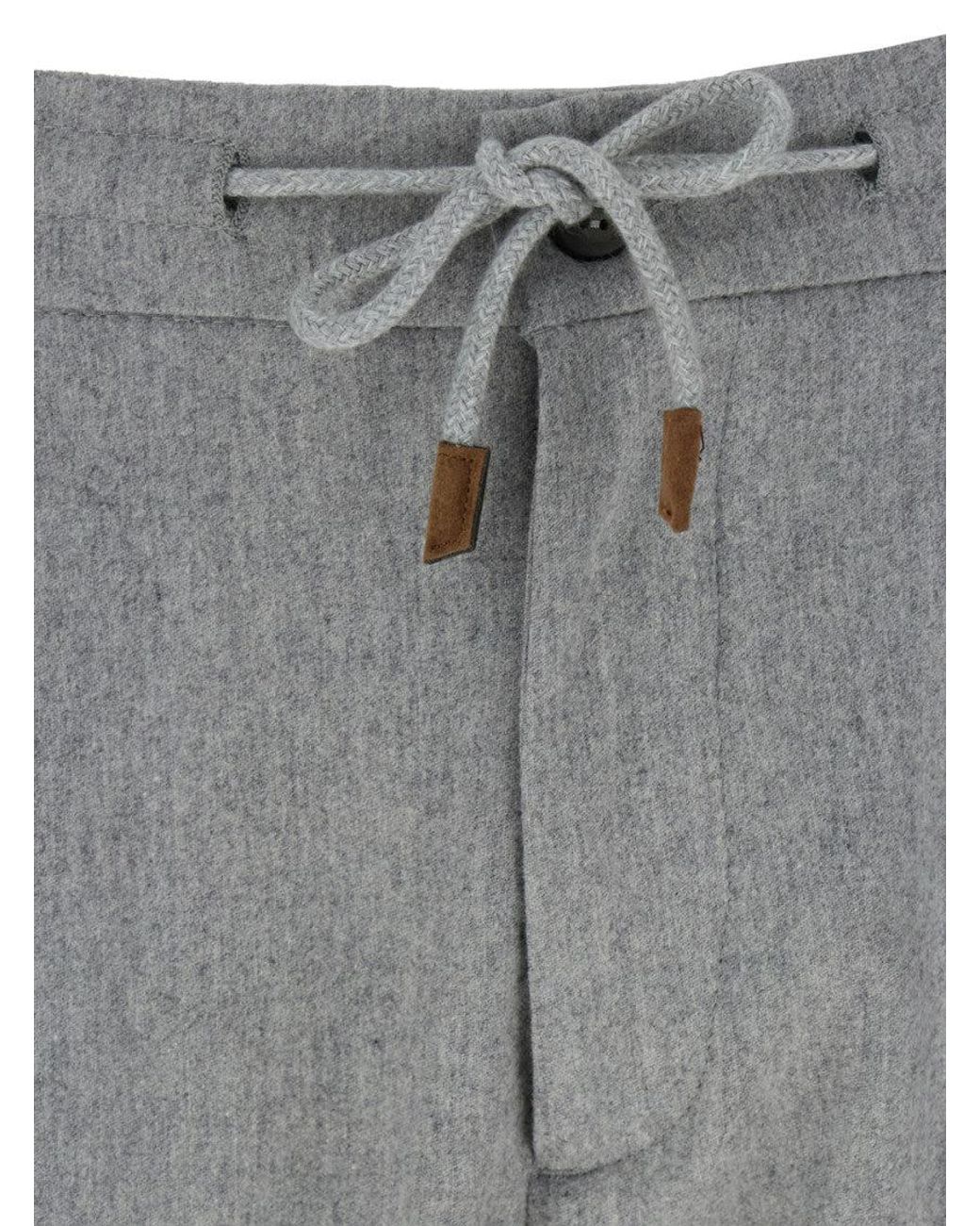 Eleventy Gray Pants With Elastic Drawstring Waist for men