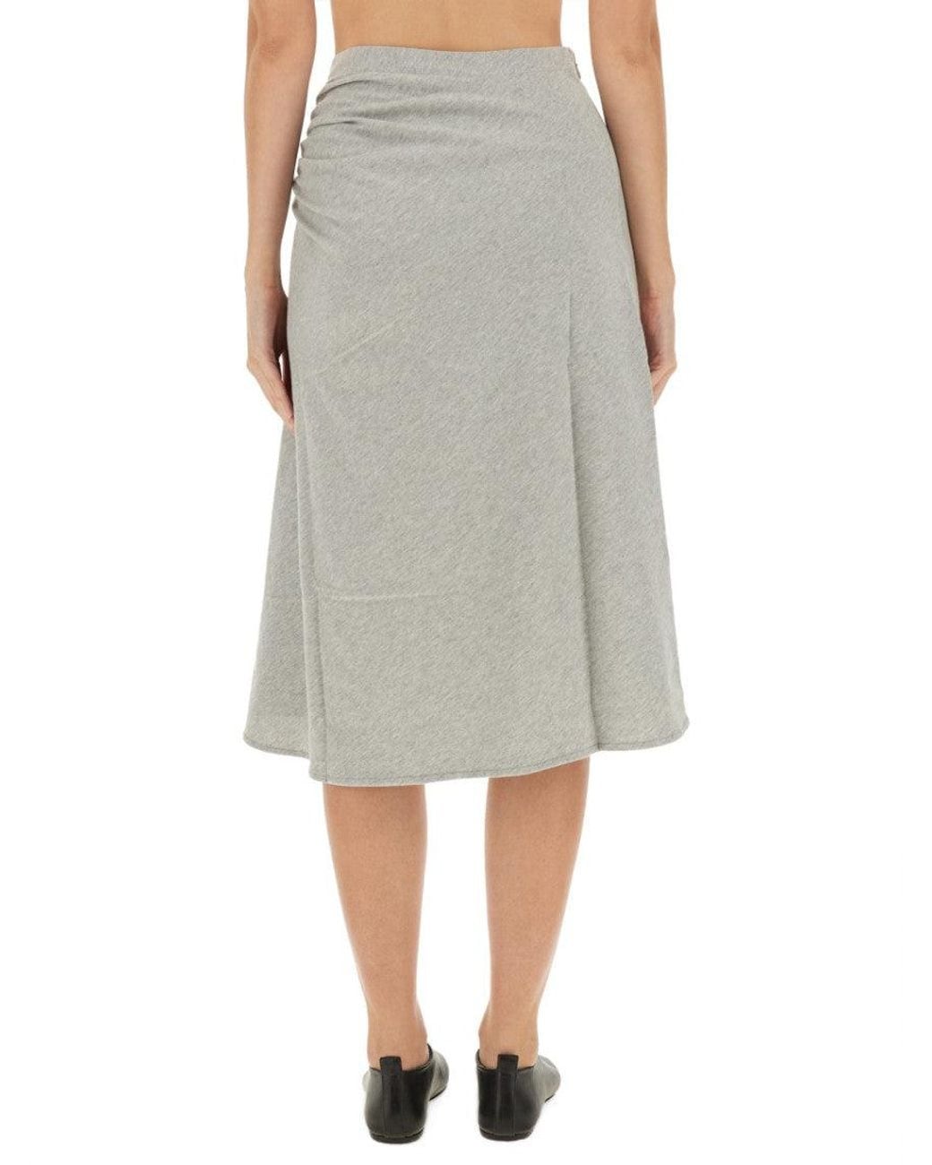 Dries Van Noten Gray Solid Knee Length Skirt