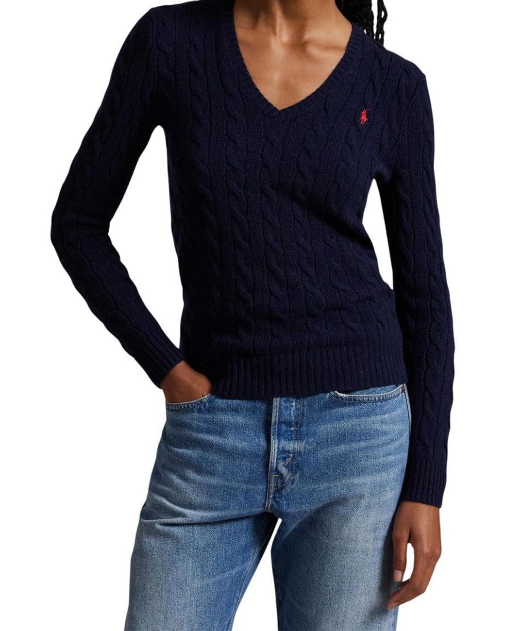 Polo Ralph Lauren Blue Knitted V Neck Sweater