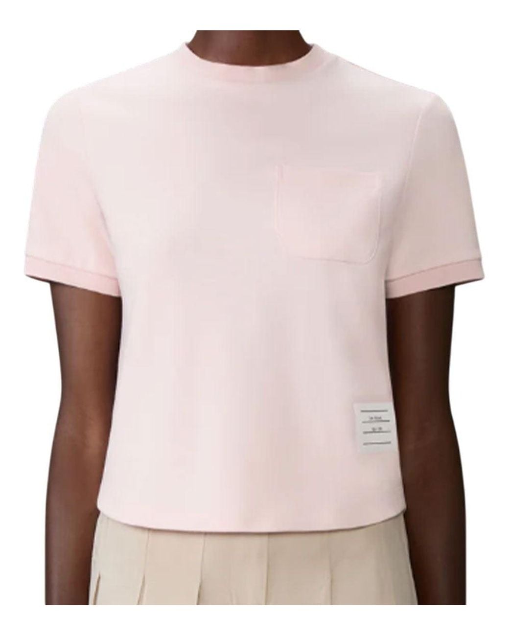 Thom Browne Pink Logo Crew Neck T-Shirt