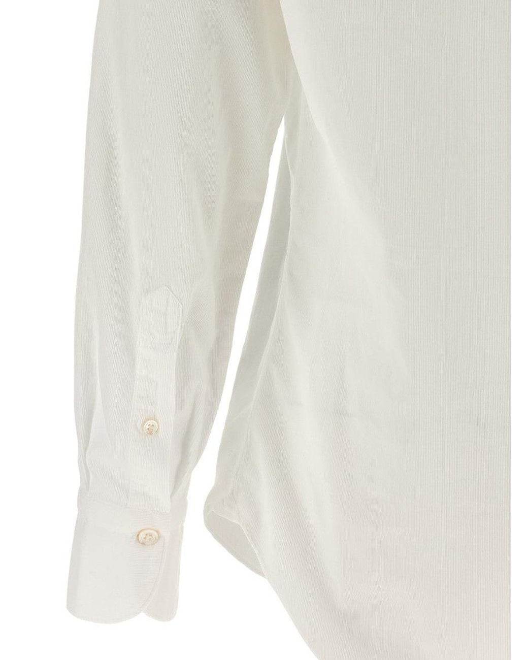 Finamore 1925 White Off Regular Corduroy Shirt for men