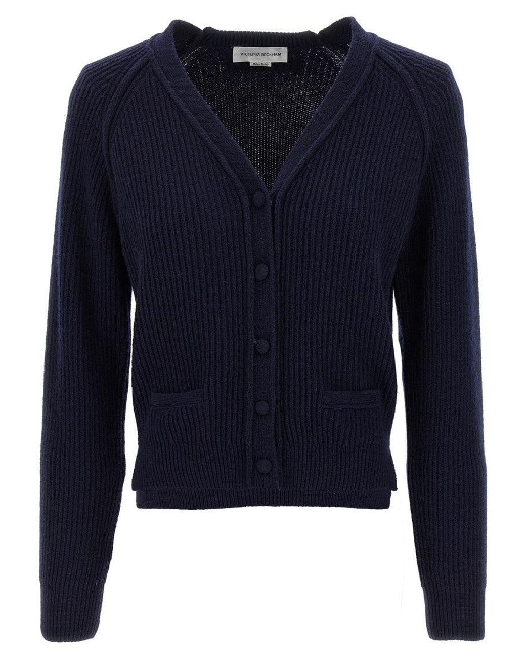 Victoria Beckham Blue 'Stepped Hem' Cardigan