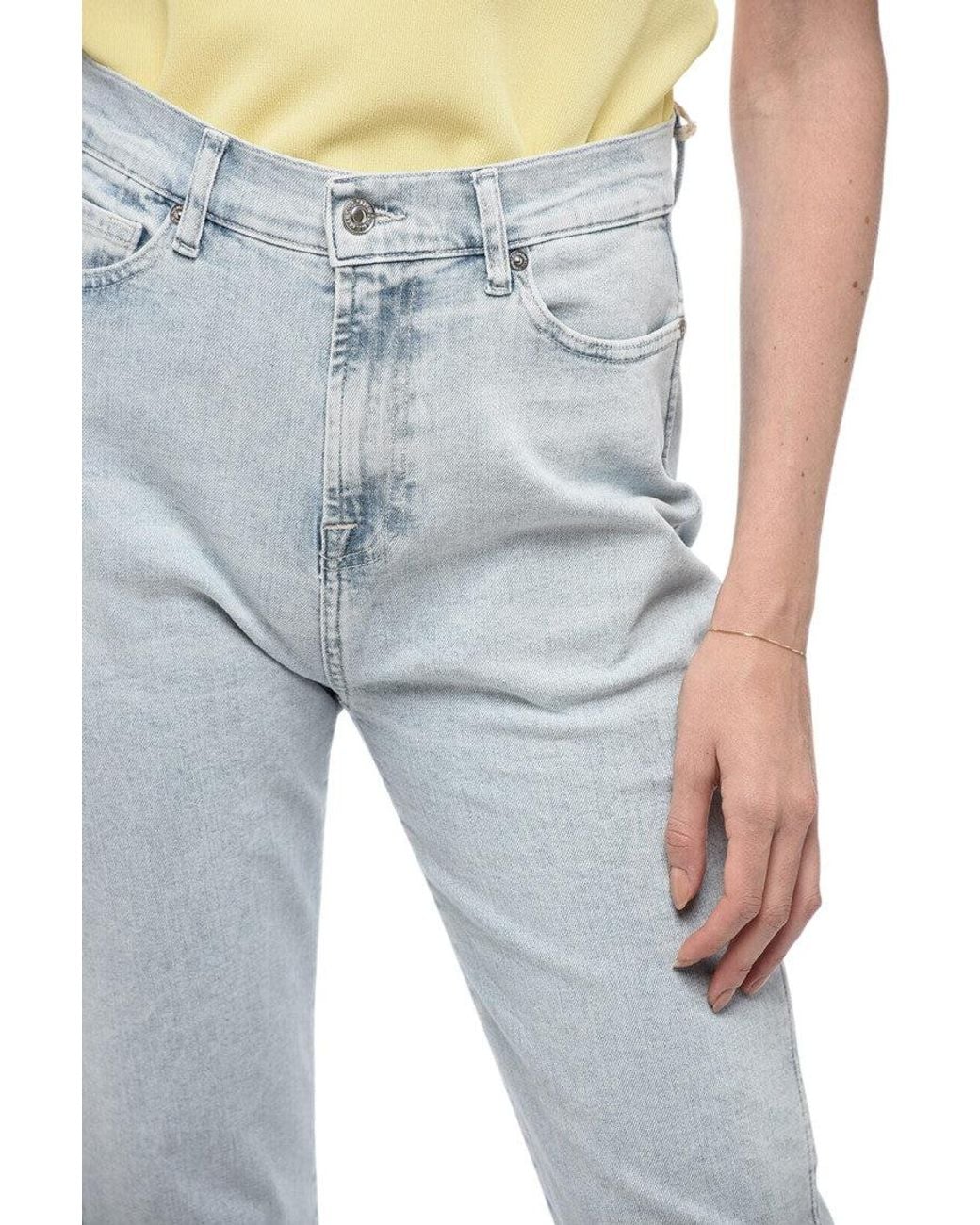 7 For All Mankind Blue Light Straight High Rise Jeans