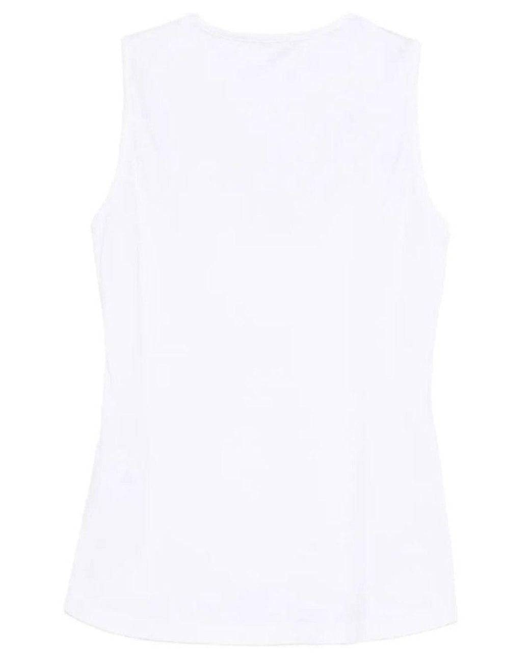 Roberto Collina White Solid Round Neck Top