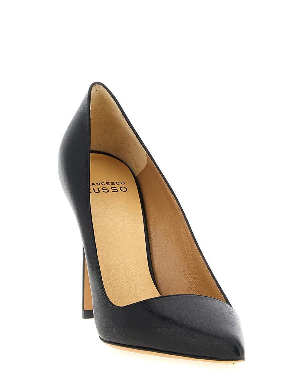 Francesco Russo Black Pointed Toe Pumps