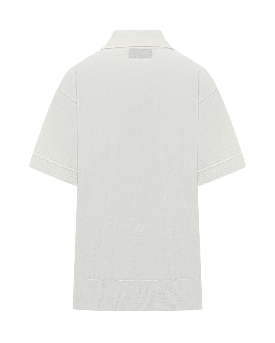 AMI White Solid Shirt Collar Polo