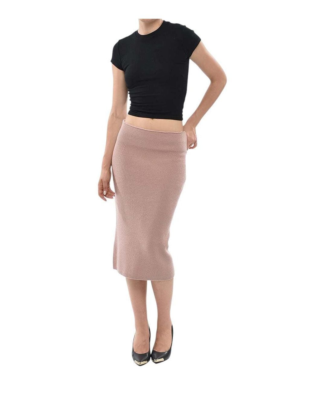 Stella McCartney Pink Textured Midi Skirt