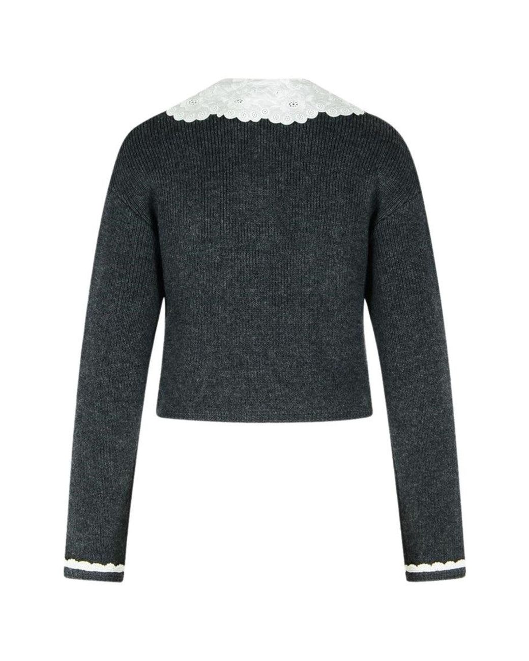 Self-Portrait Black Lace Collar Cardigan