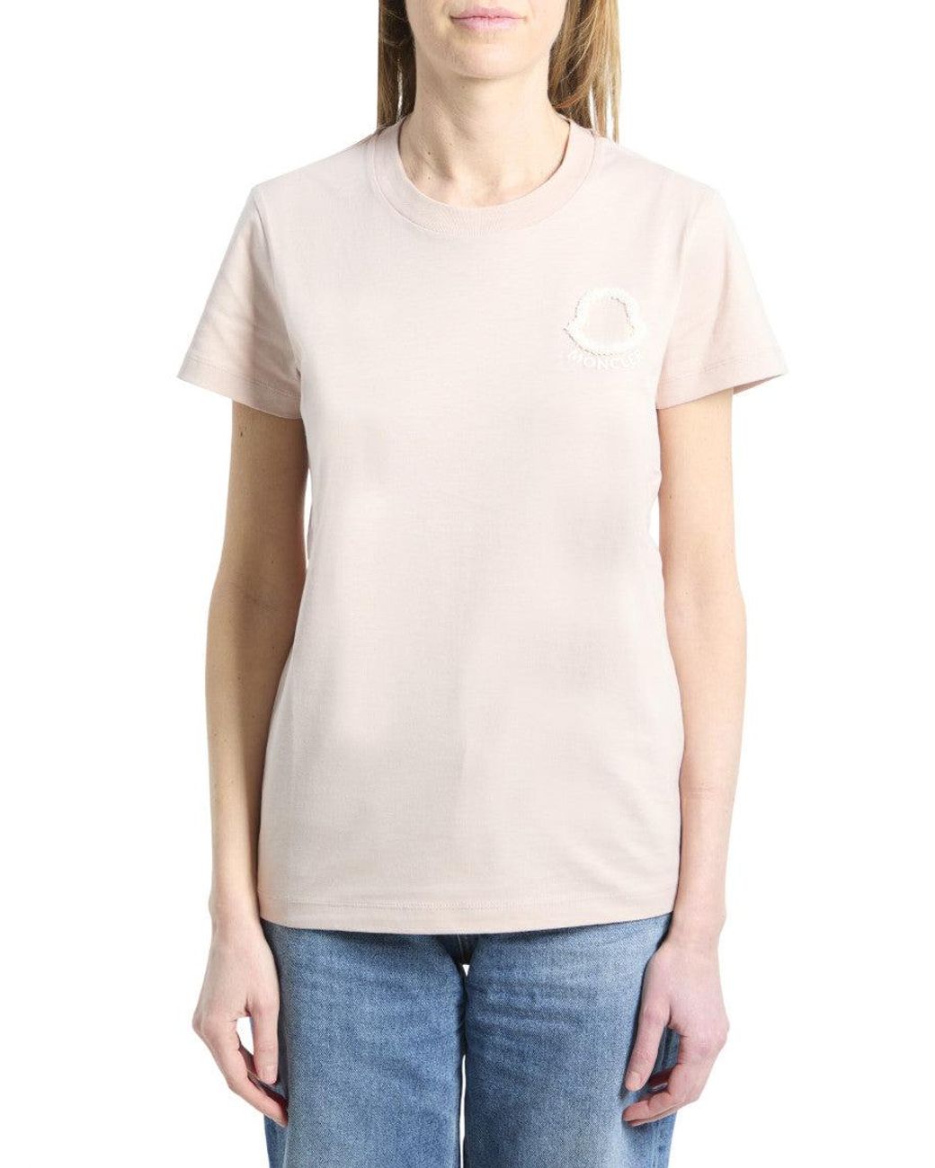 Moncler White Logo Crew Neck T-Shirt