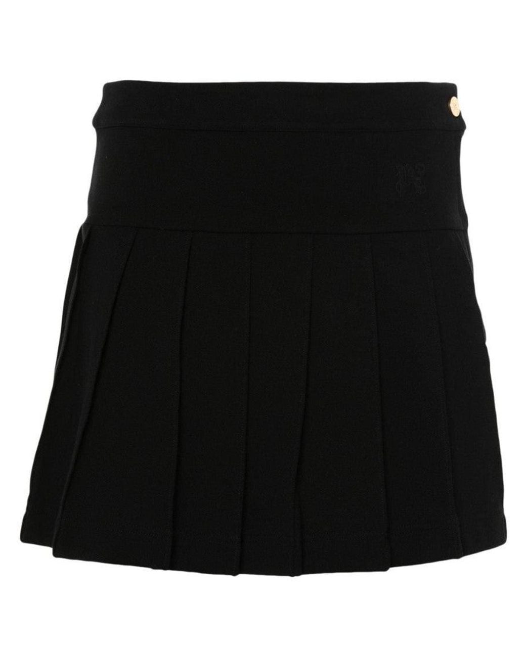 Palm Angels Black Monogram Pleated Skirt