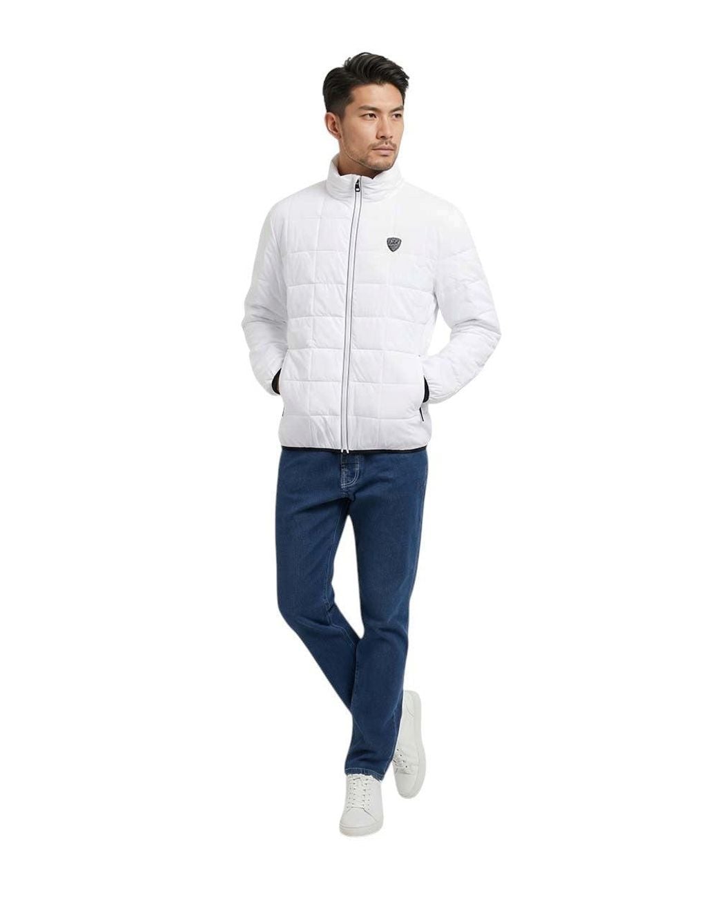EA7 Blue Quilted Logo Jacket for men