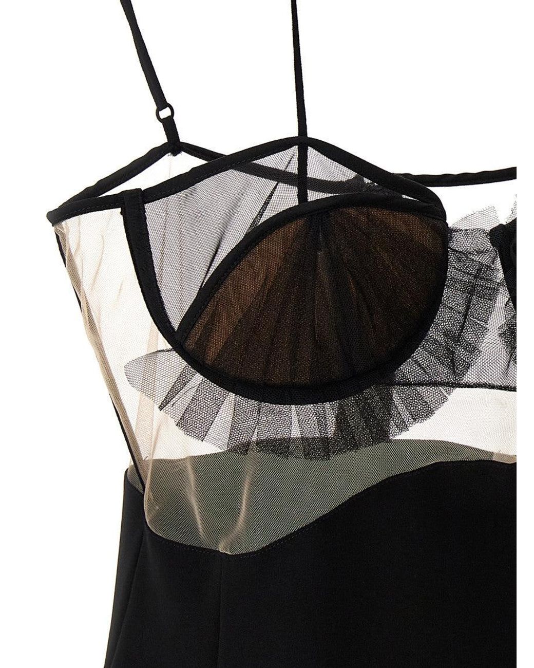 Nensi Dojaka Black Explosive Flower Bra Dress