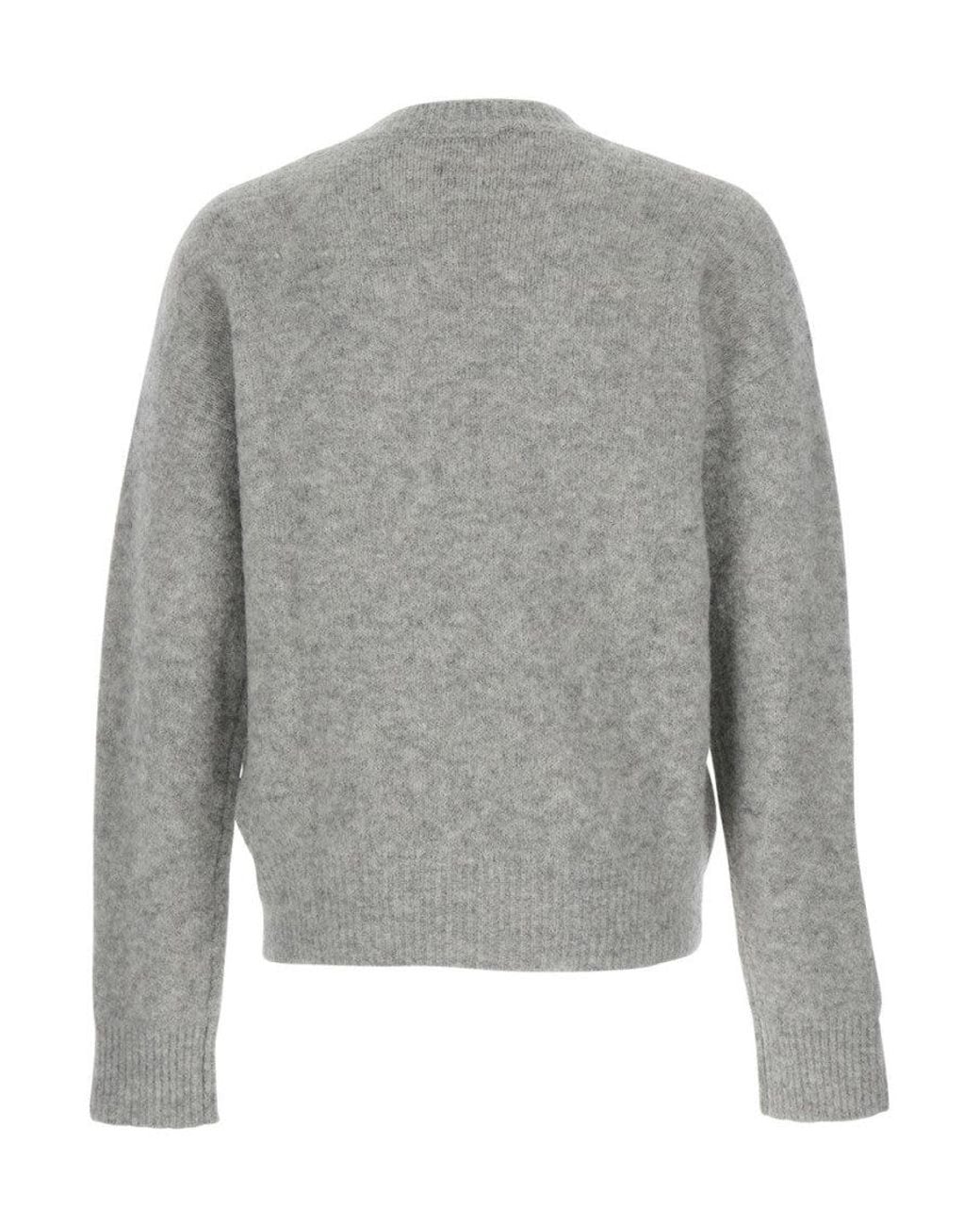 AMI Gray Crewneck Logo Sweater for men