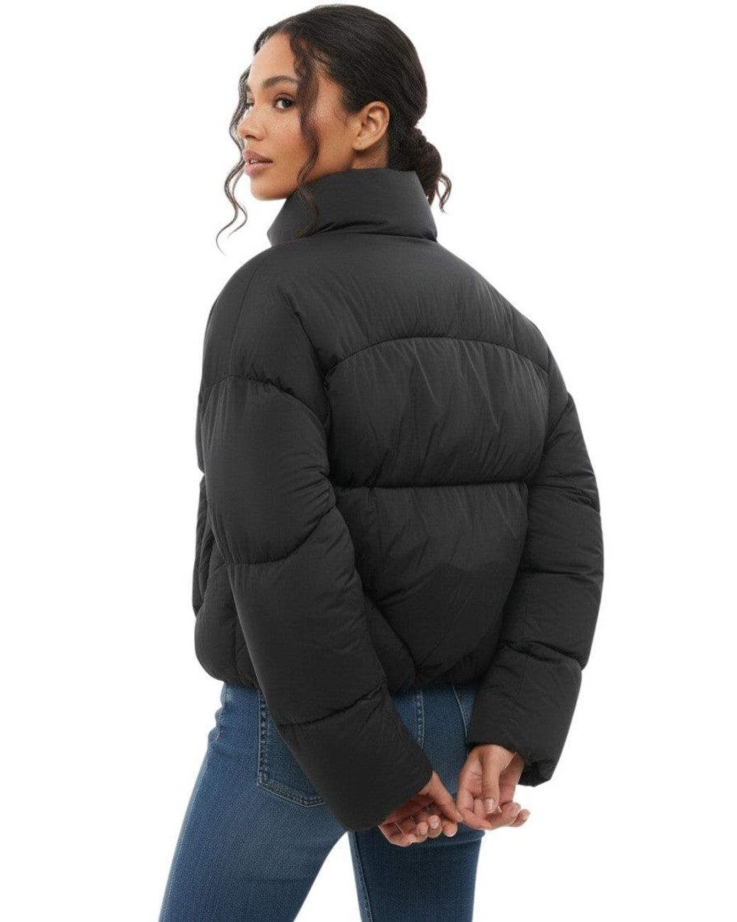Bacon Black Quilted Mock Collar Jacket