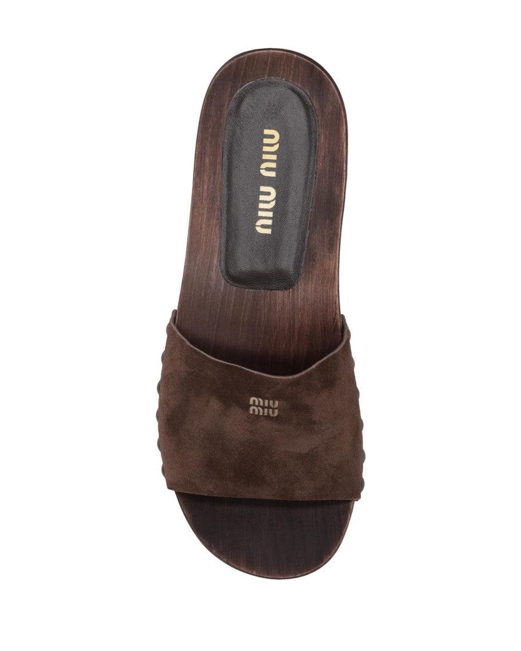 Miu Miu Brown Zoccoli Scamosciato Delave'