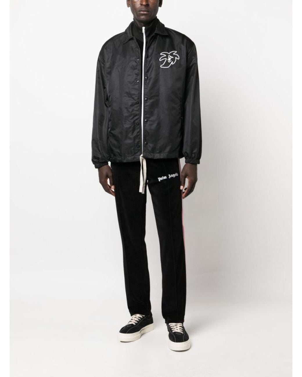 Palm Angels Black Printed Coach Jacket for men