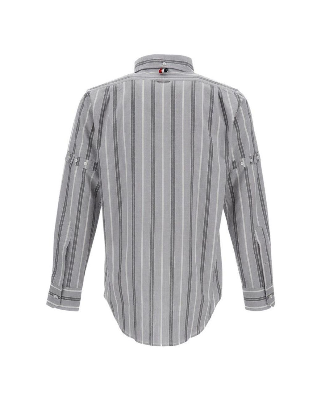 Thom Browne Gray Regular Stripes Shirts for men