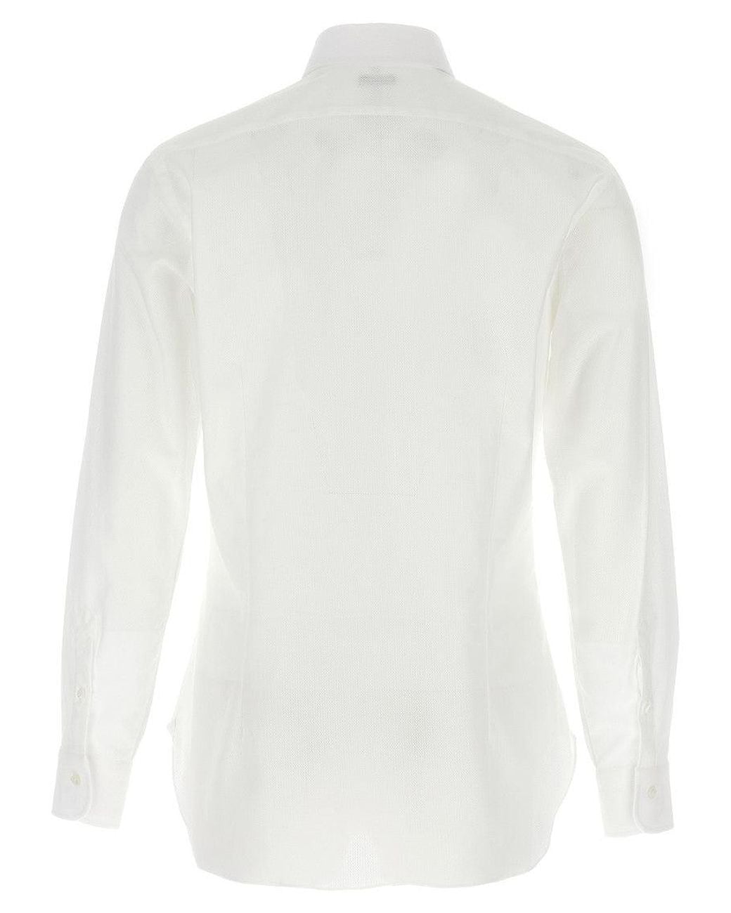 Barba Napoli White Honeycomb Cotton Shirt for men