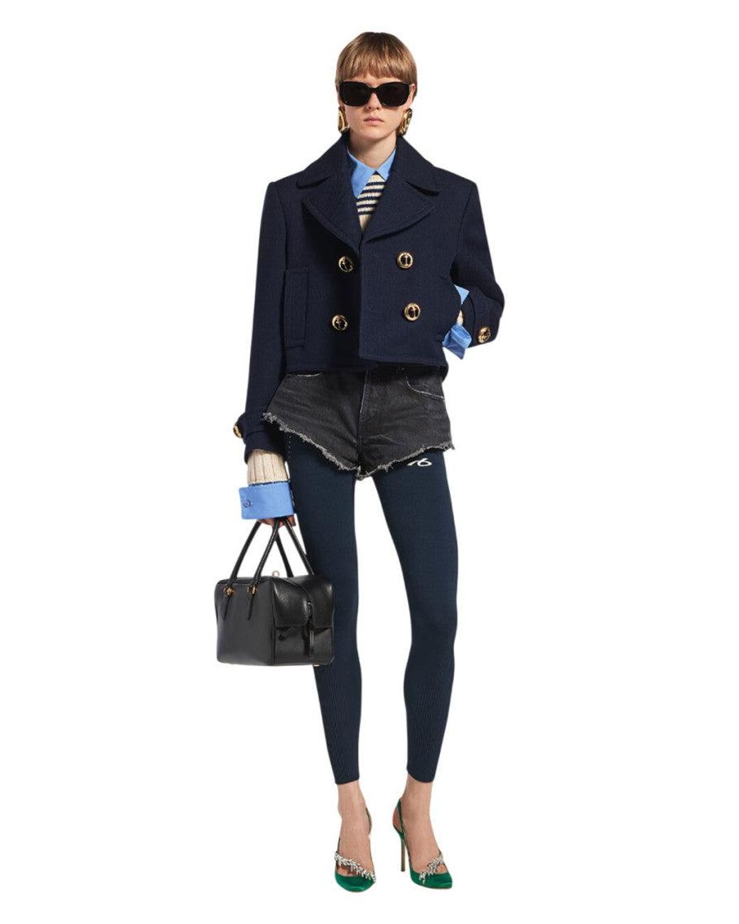 Balenciaga Blue Cropped Peacoat