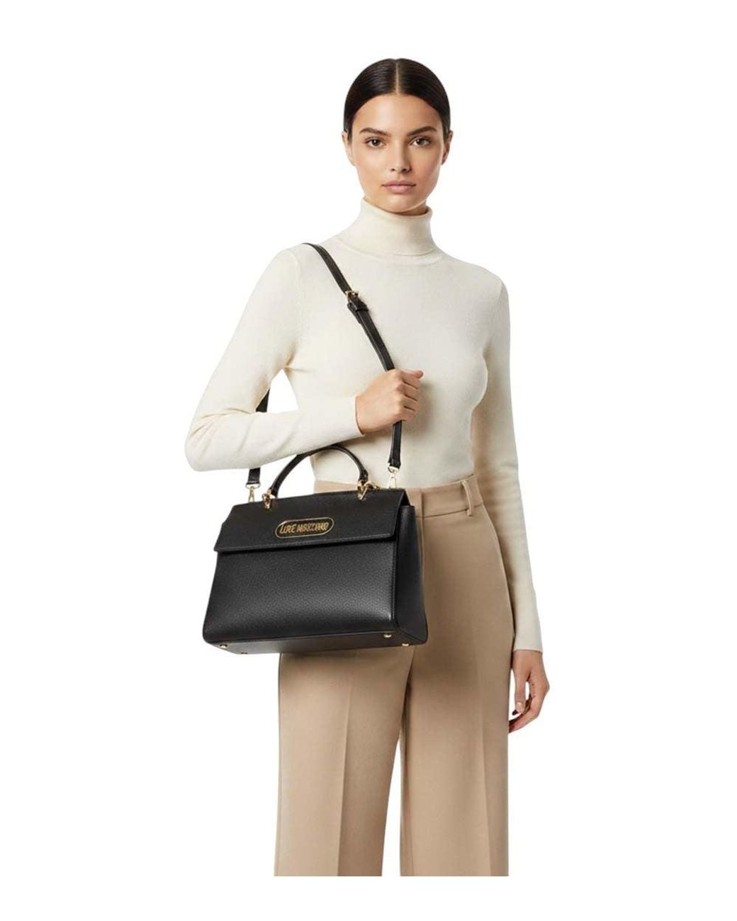 Love Moschino Black Logo Medium Satchel