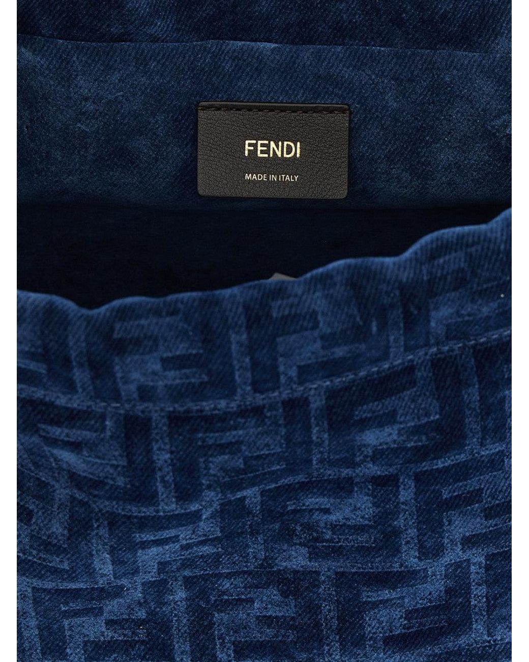Fendi Blue Ff Flocked Backpack