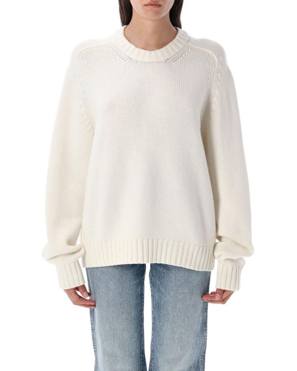Khaite White Knitted Sweater