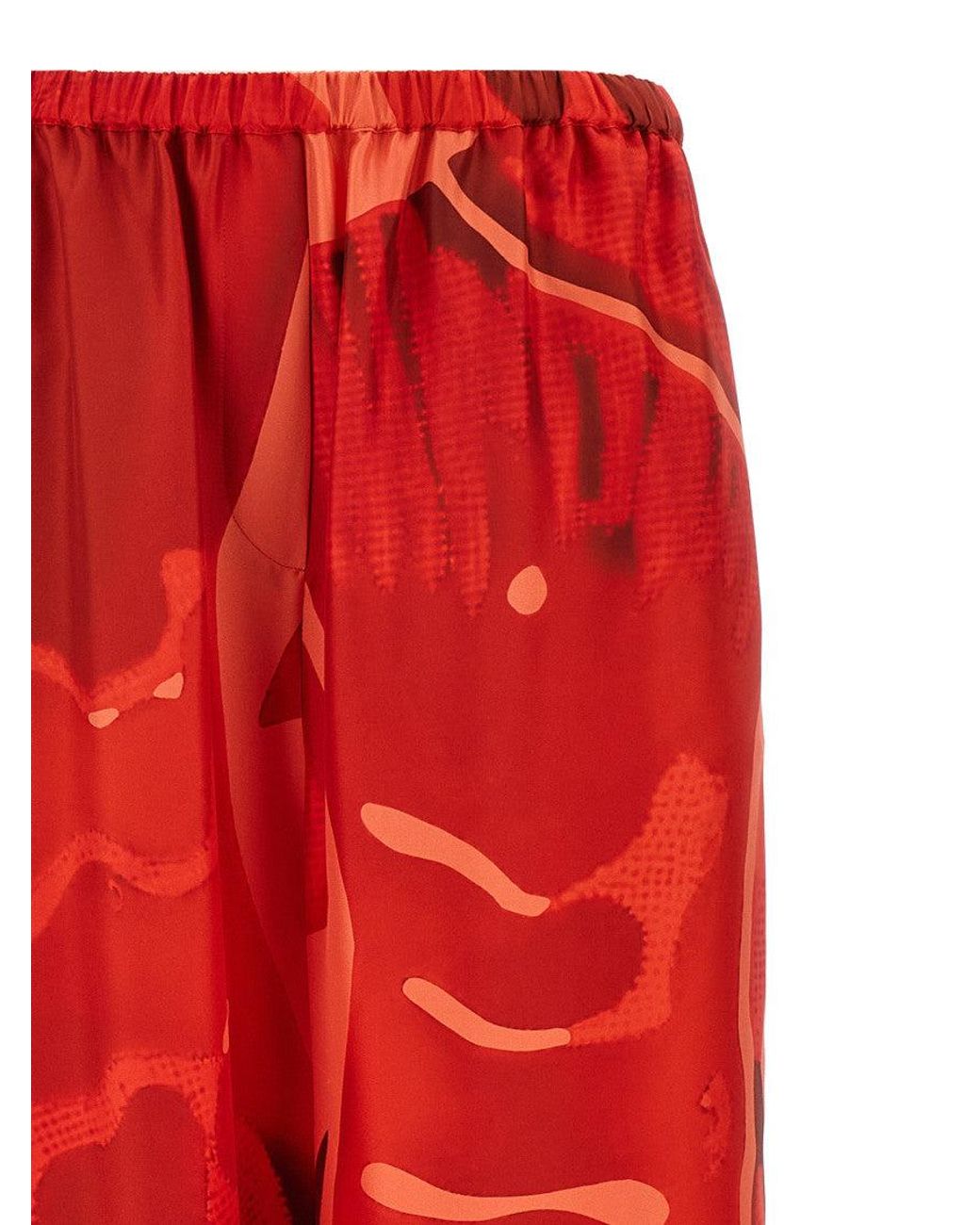 Ferragamo Red Palazzo Silk Pants