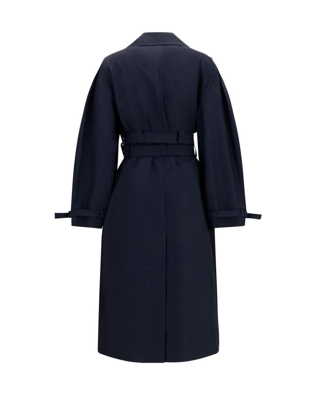 Ganni Blue Double Breasted Trench Coat