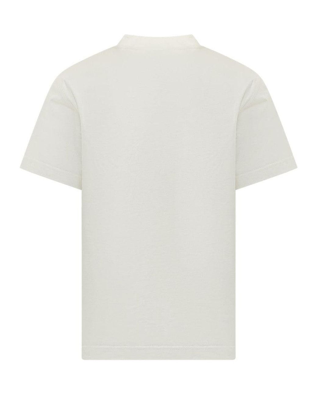 Burberry White Solid Crew Neck T-Shirt for men
