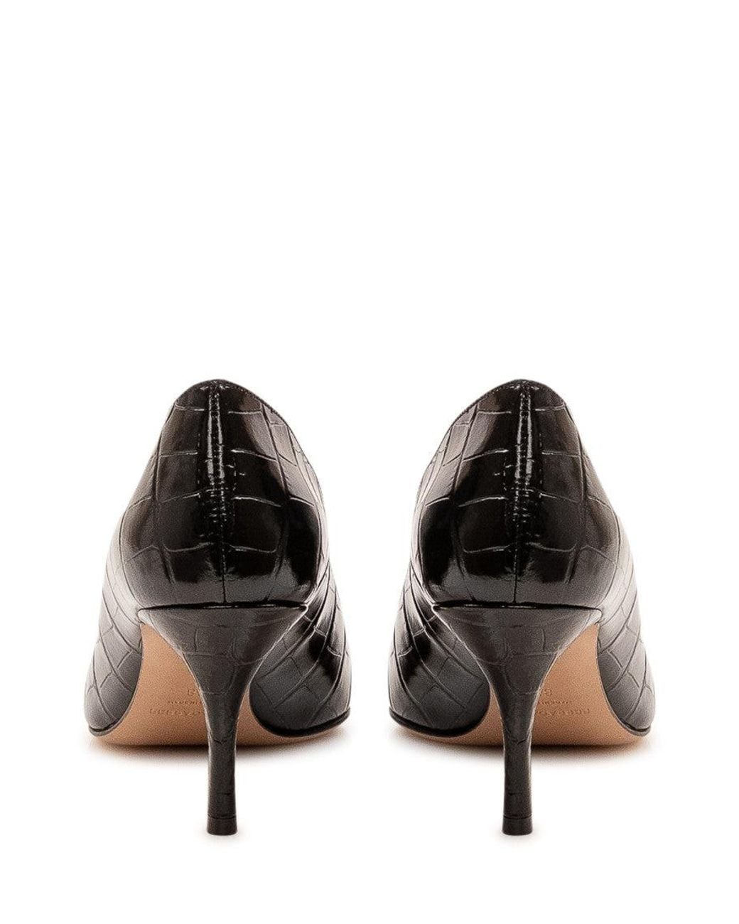 Ferragamo Black Lara 70 Croc-Embossed Heel