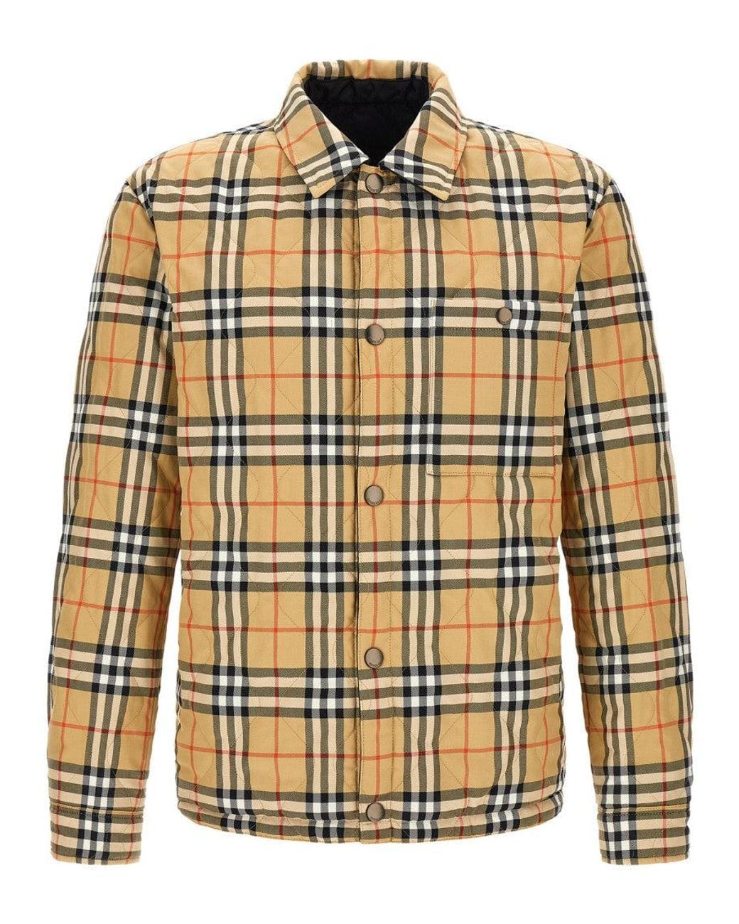 Burberry Black Quilted Shirt Collar Jacket for men
