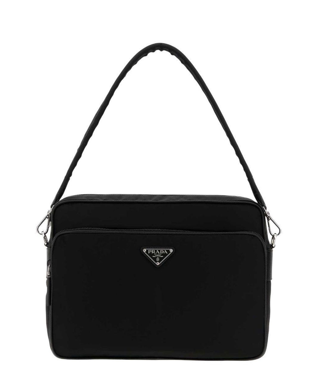 Prada Black Logo Large Messenger Bag for men