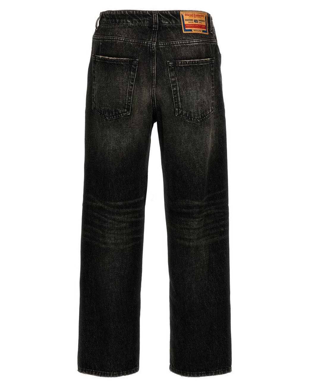 DIESEL Black Straight Mid Rise Jeans for men