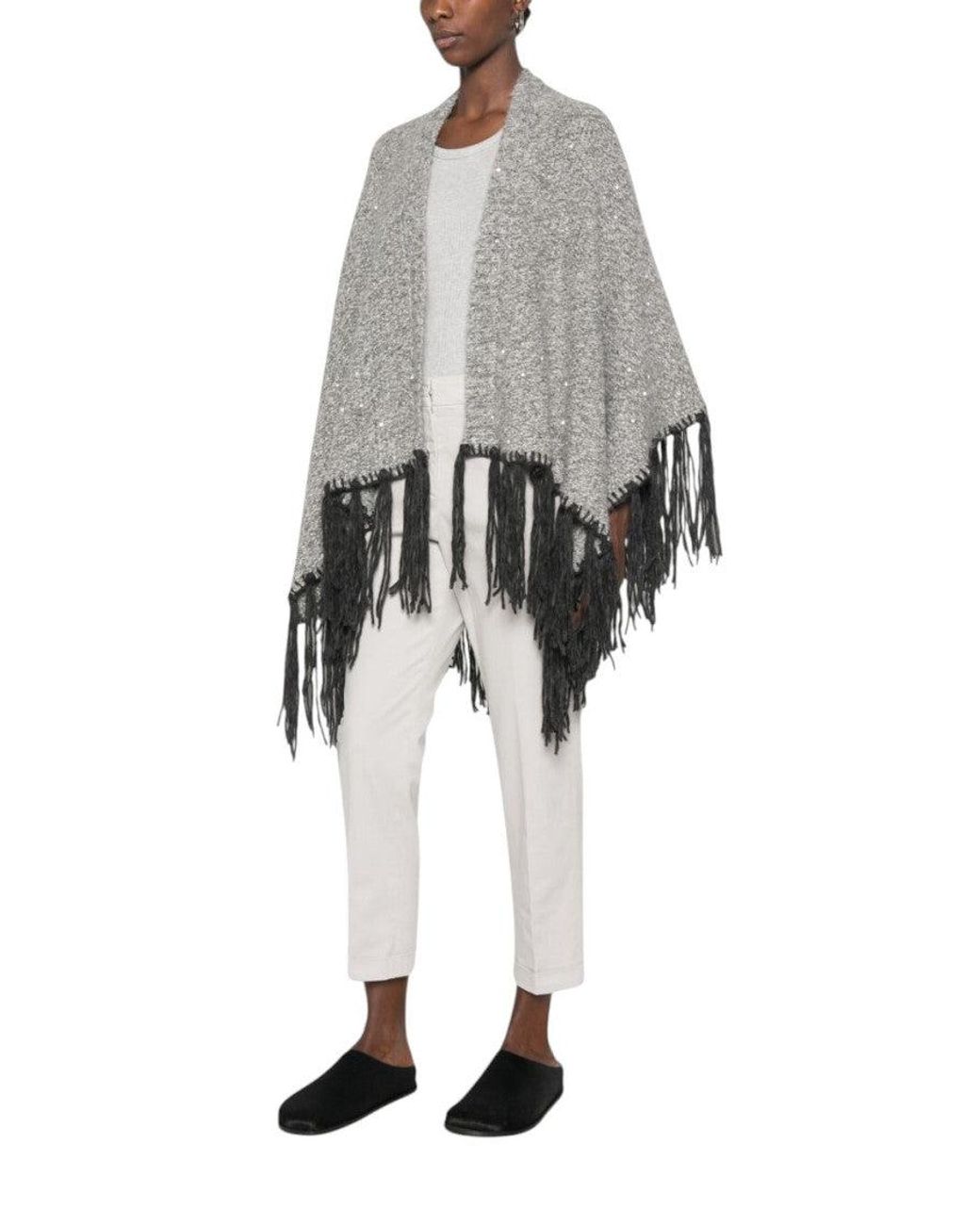 Peserico Gray Textured Mock Collar Sweater