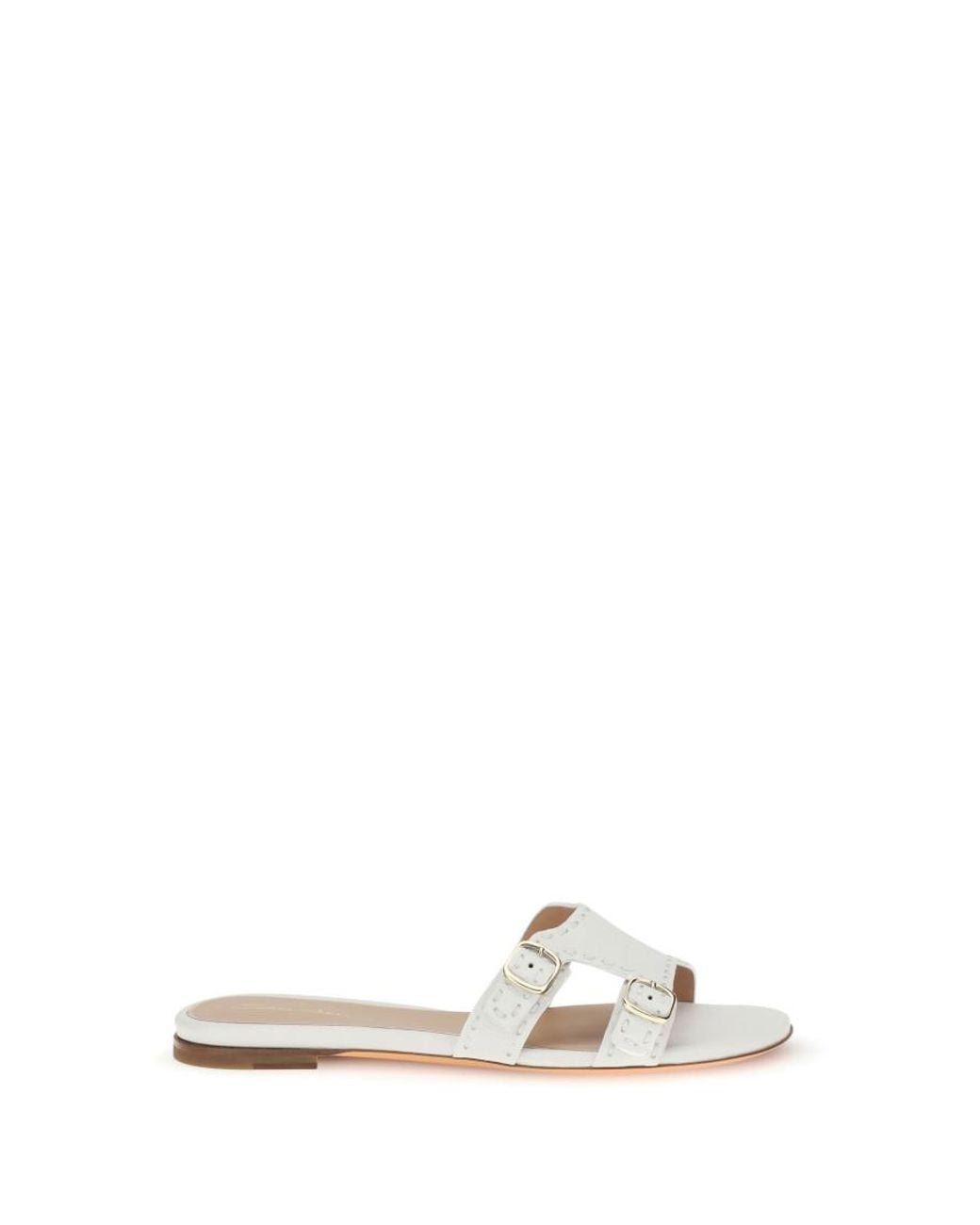 Santoni White Leather Flats