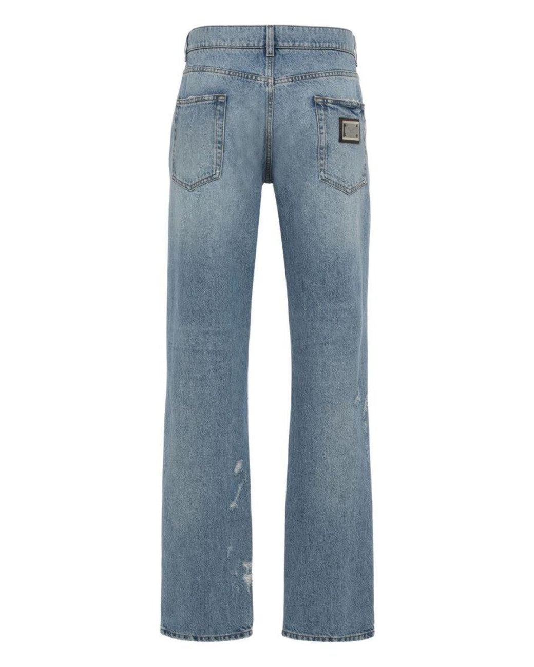 Dolce & Gabbana Blue Light Straight Fit Jeans for men