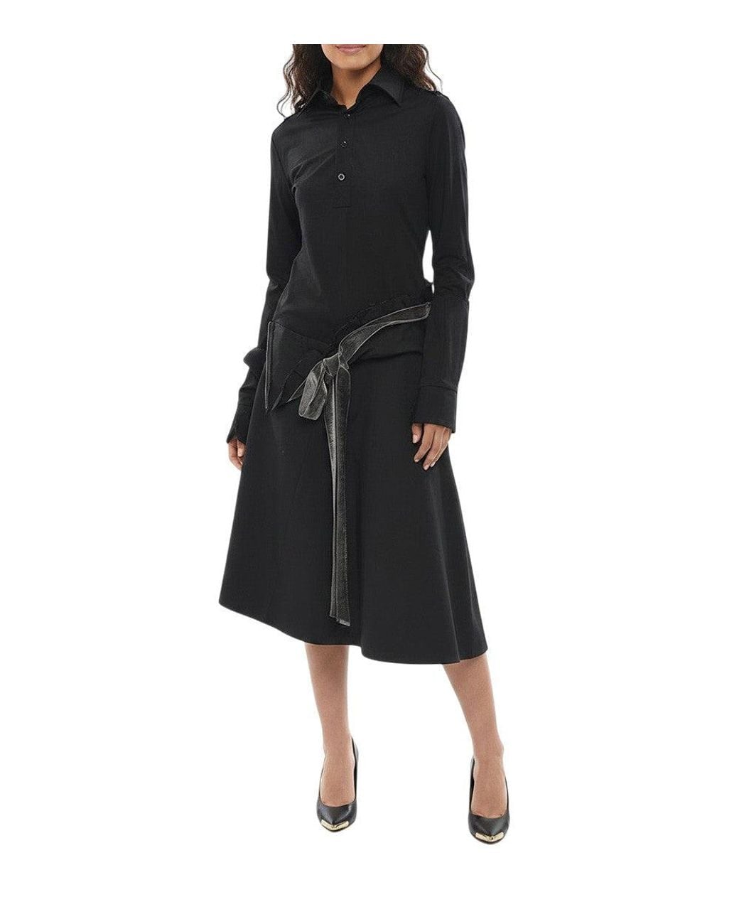 Maison Margiela Black Shirt Collar Midi Dress
