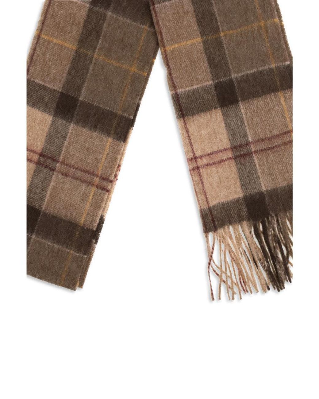 Barbour Natural Tartan Fringed Scarf Muted Tartan