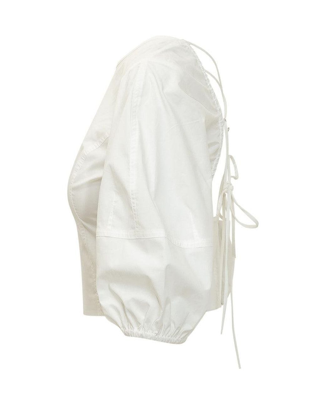 Pinko White Solid Round Neck Top