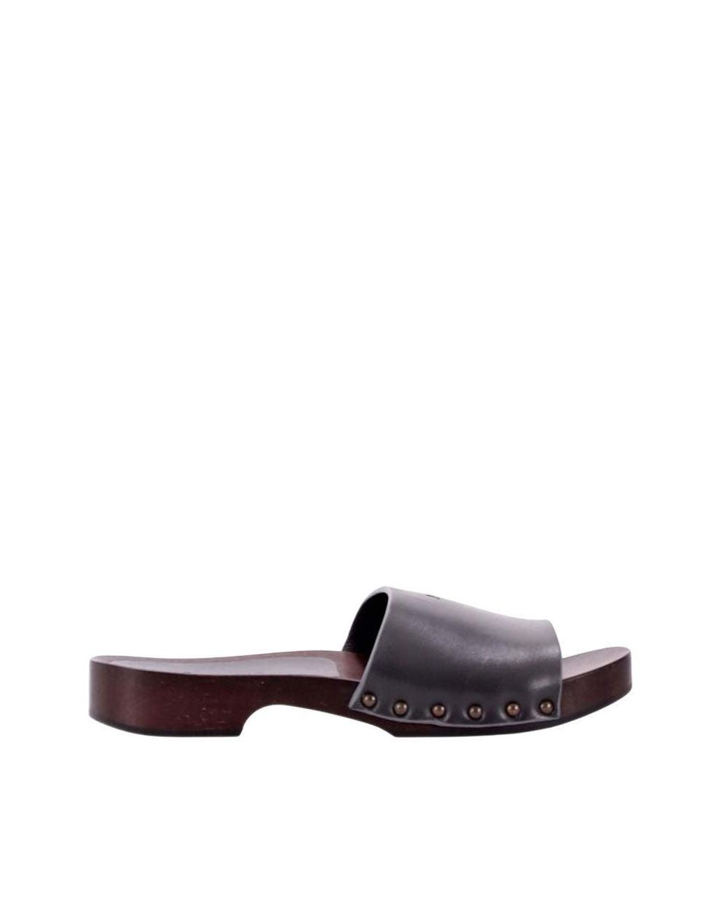 LA ROSE Gray Leather Sandals
