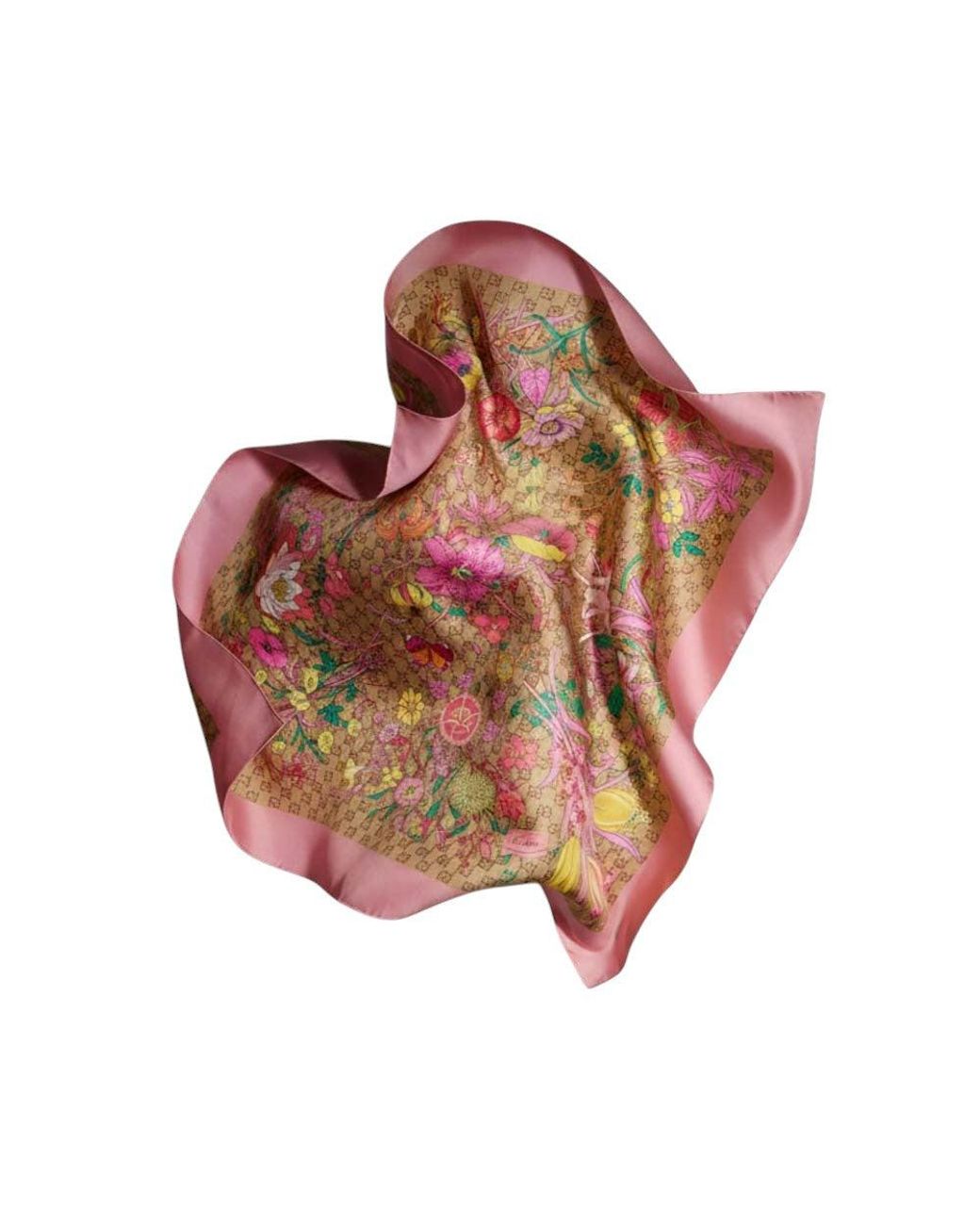 Gucci Pink Gg Floral Scarf