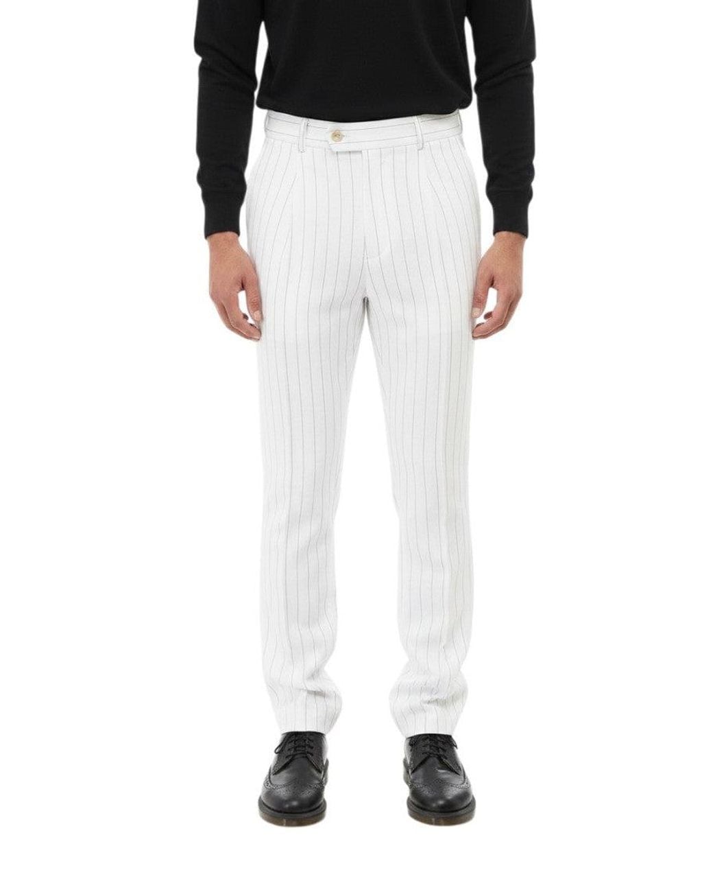 Brunello Cucinelli Black Tailored Stripes Pants for men