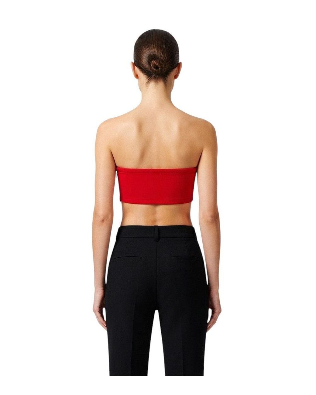 Prada Red Solid Strapless Top